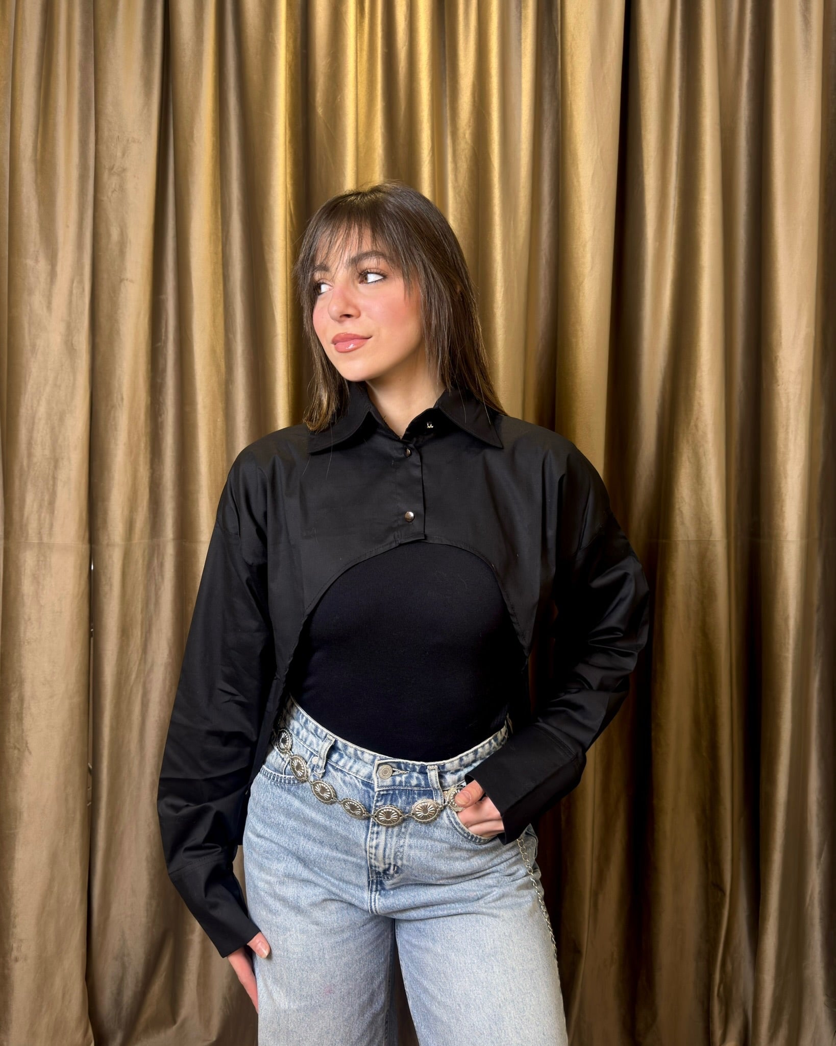 Black Asymmetric Shirt