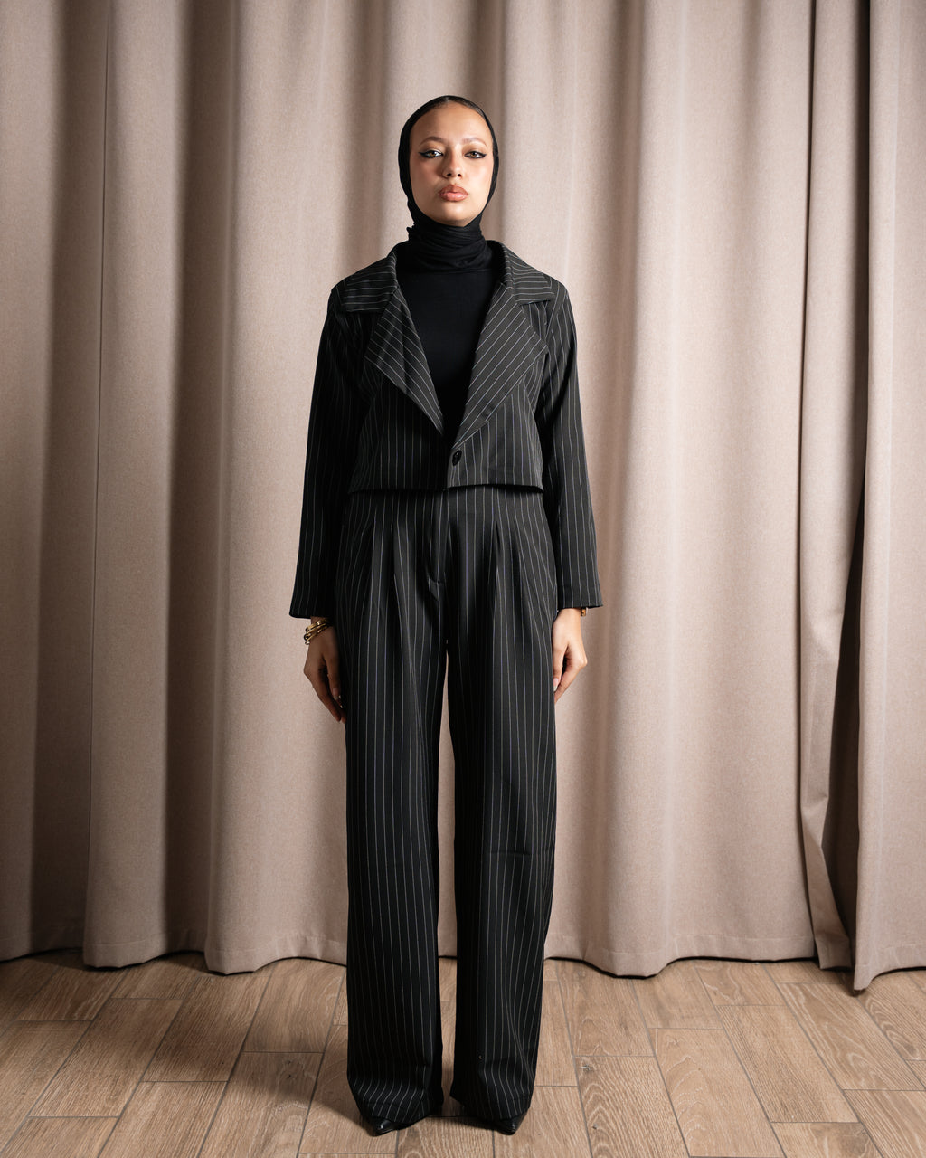 Noir Short Blazer Set – Striped (2 Piece Set)
