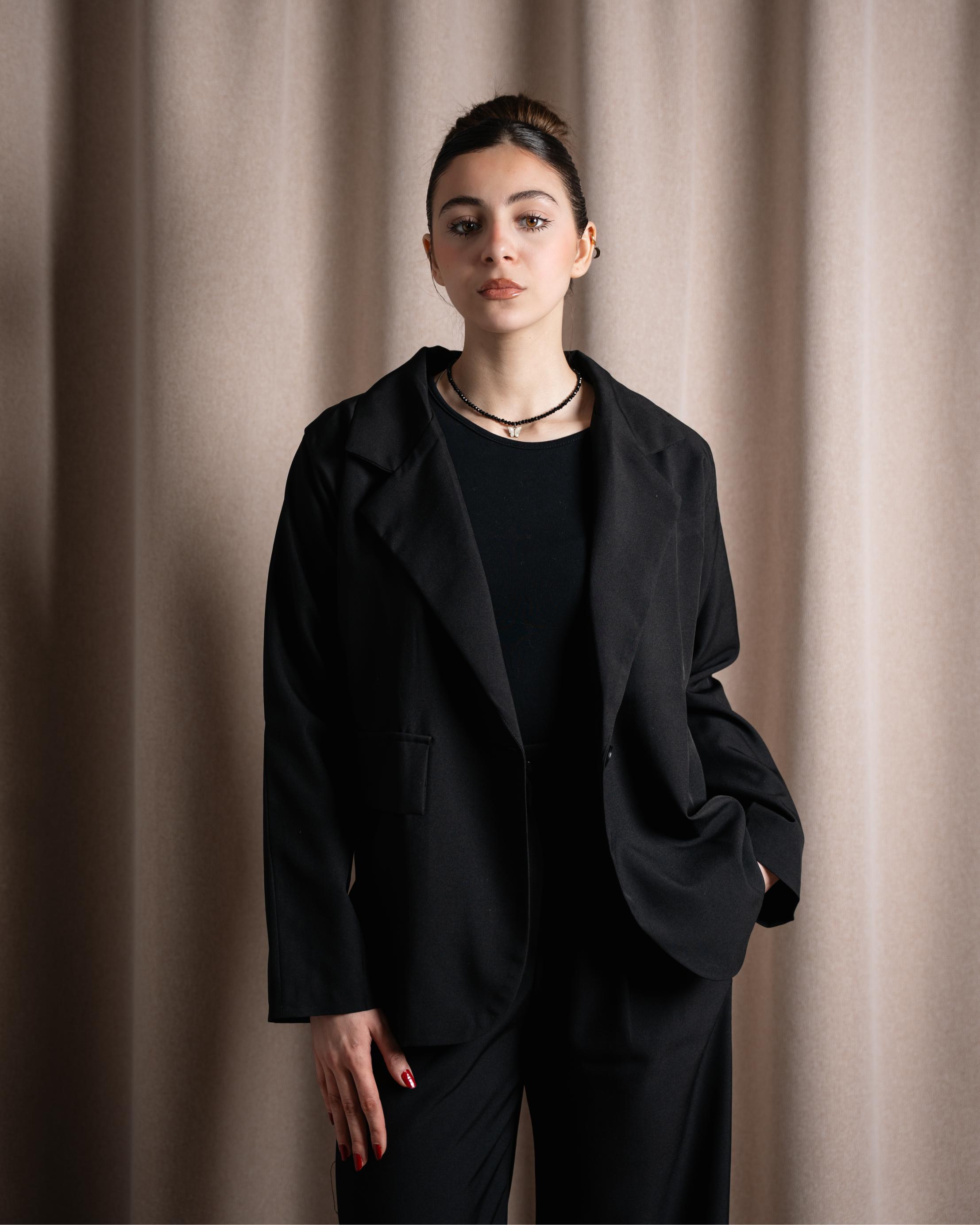 Noir Long Blazer – Black