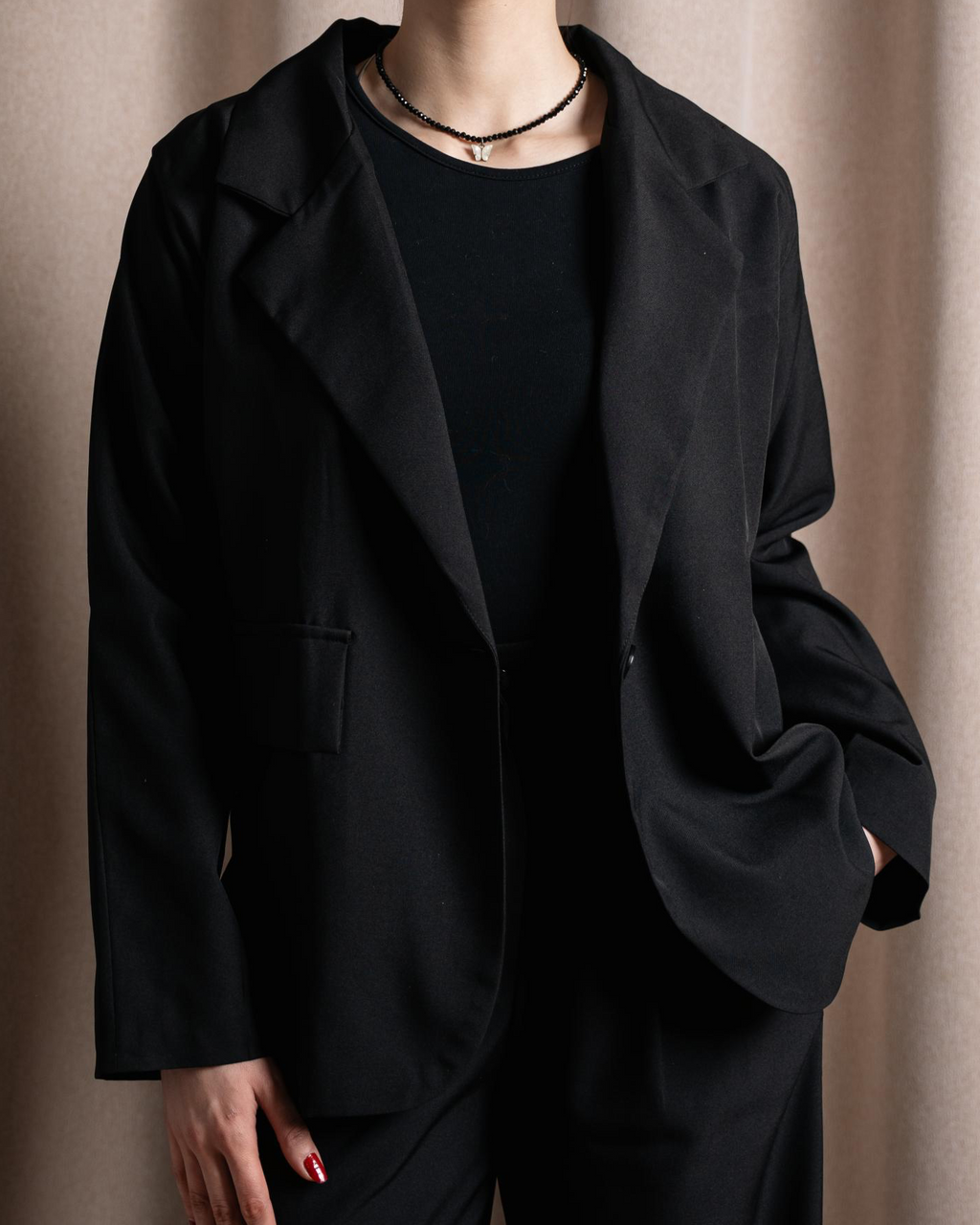 Noir Long Blazer – Black