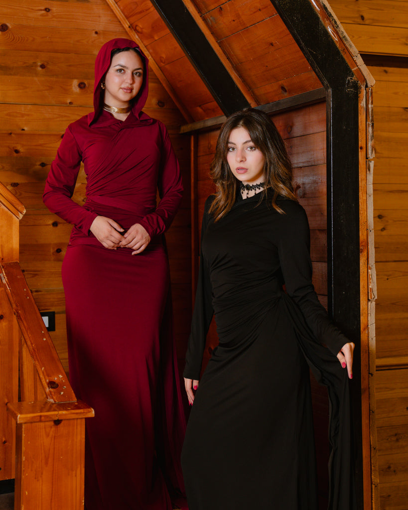 Black Drape Evening Dress