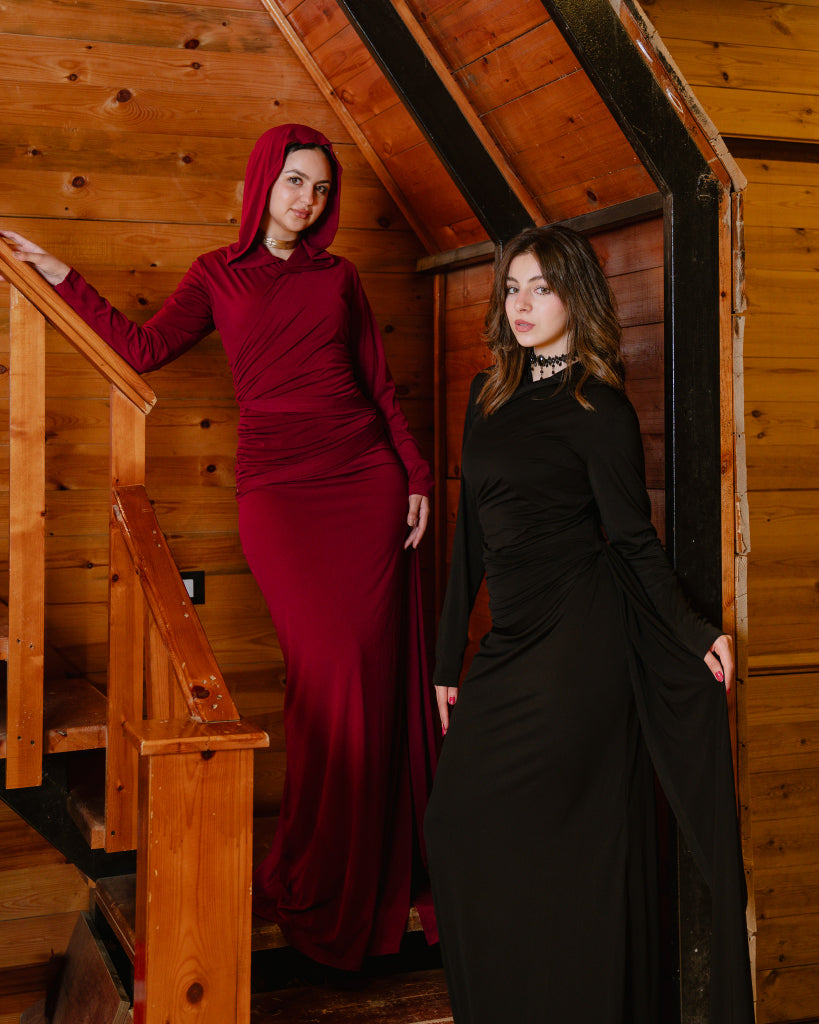 Black Drape Evening Dress